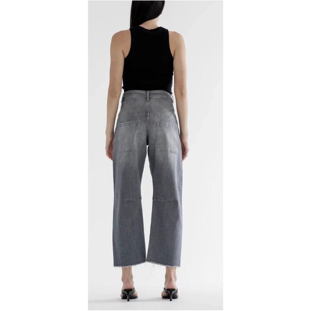 Mica Barrel Jeans Women’s Size 32 NWT Denim Super High Wide Leg Ankle Jeans Gray - Picture 2 of 16